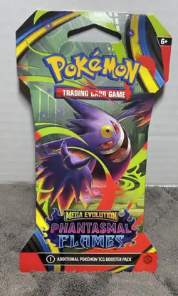 Pokemon Mega Evolution Phantasmal Flames Sleeved Booster Pack Gengar Art - Image 1