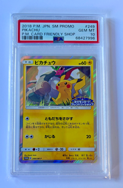 PIKACHU POKEMON JAPANESE SM PROMO POKEMON CARD FRIENDLY SHOP #249 PSA 10 - Image 1