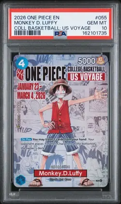 Monkey.D.Luffy (055) (College Basketball US Voyage) P-055 One Piece Promo PSA 10 - Image 1