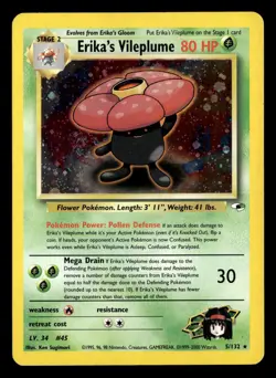 Erika's Vileplume 5/132 Unlimited Holo Rare Gym Heroes Pokemon Card - Image 2