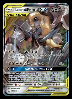 Lucario & Melmetal GX 120/214 Ultra Rare Unbroken Bonds Pokemon Card - Image 1