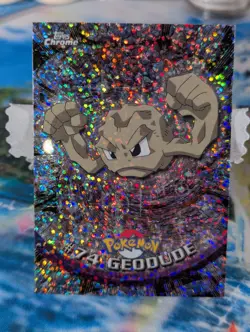 Geodude 2000 Topps Chrome Card SPARKLE CHROME Pokemon TV #74 LP+ - Image 1