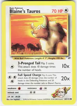 Blaine's Tauros 064/132 Gym Heroes Pokemon - Image 1
