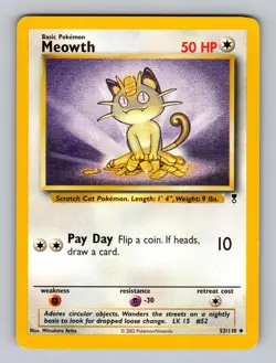 Meowth 53/110 Uncommon Legendary Collection Pokemon Lightly Played - Image 1