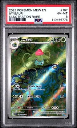 PSA 8 Ivysaur 167/165 Illustration Rare Pokemon TCG Scarlet & Violet 151 - Image 1
