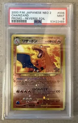 PSA 9 2000 Japanese Pokemon Charizard Neo 2 Promo Reverse Foil #006 Holo - Image 1