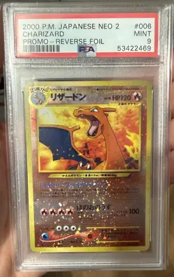 PSA 9 2000 Japanese Pokemon Charizard Neo 2 Promo Reverse Foil #006 Holo - Image 4