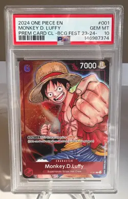 One Piece CCG Monkey.D.Luffy Premium Card CL BCG Fest 23-24 P-001 PSA 10 - Image 1