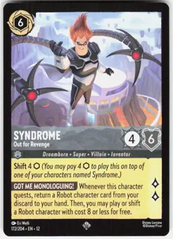 Syndrome Out for Revenge 172/204 Wilds Unknown Disney Lorcana - Image 1