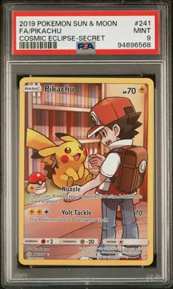 2019 POKEMON SUN & MOON COSMIC ECLIPSE SECRET #241 FULL ART/PIKACHU PSA 9 - Image 1