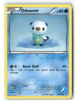 Oshawott Common Black & White 28/114 Pokemon Moderately Played - Image 1