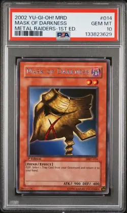 2002 YU-GI-OH! MRD-METAL RAIDERS 1ST EDITION #014 MASK OF DARKNESS PSA 10 - Image 1