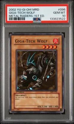 2002 YU-GI-OH! MRD-METAL RAIDERS 1ST EDITION #096 GIGA-TECH WOLF PSA 10 - Image 1