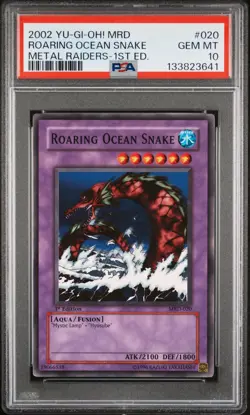 2002 YU-GI-OH! MRD-METAL RAIDERS 1ST EDITION #020 ROARING OCEAN SNAKE PSA 10 - Image 1