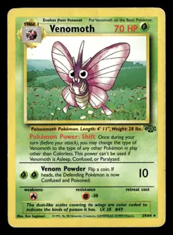 Venomoth 29/64 Unlimited Rare Jungle Pokemon Card - 2 - Image 2