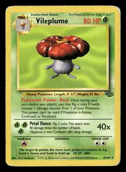 Vileplume 31/64 Unlimited Rare Jungle Pokemon Card - 1 - Image 2