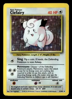 Clefairy 5/102 Holo Rare Base Set Unlimited Pokemon Card - Image 2