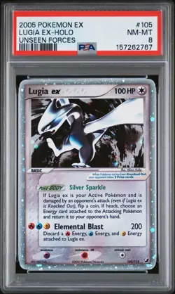 Pokemon Cards Lugia EX Unseen Forces 105/115 English PSA 8 - Image 1