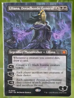 Liliana, Dreadhorde General (Borderless, NM, Regular) - Foundations - MTG #359 - Image 1