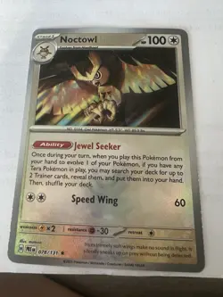 Master Ball Noctowl Pattern 078/131 Sv: Prismatic Evolutions Holo Rare NM EN - Image 1