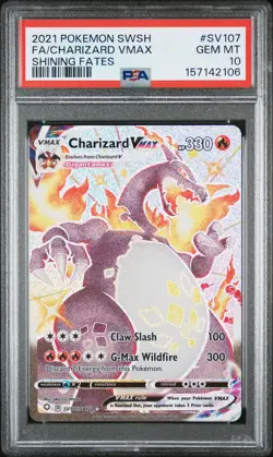 2021 POKEMON SWORD & SHIELD SHINING FATES #SV107 FULL ART/CHARIZARD VMAX PSA 10 - Image 1