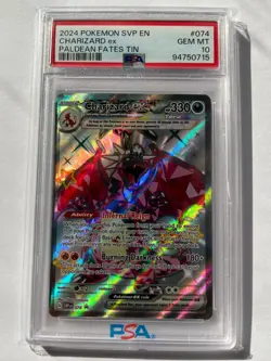 2024 Pokemon SVP EN Charizard EX Paldean Fates Tin Promo #074 PSA 10 - Image 1