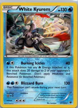 Pokemon TCG White Kyurem 21/124 Fates Collide Holo LP - Image 1