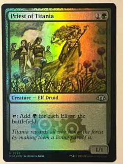 MTG PRIEST OF TITANIA UC MODERN HORIZONS 3 286 FOIL NM - Image 1