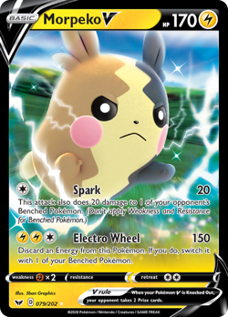 MORPEKO V 079/202 HOLO V RARE SWORD & SHIELD POKEMON NM - Image 3