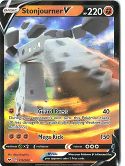 SWSH01 Stonjourner V #115/202 Ultra Rare Holo Pokemon Trading Card 2020 - Image 1