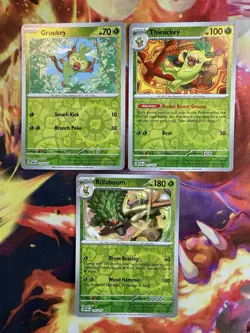 Grookey 14/167, Thwackey 15/167 & Rillaboom 16/167 NM Reverse Holo Pokemon TCG - Image 1