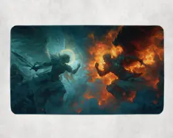 Tribal Angels Vs Demons Themed Playmat – Kawaii Anime Style Gaming Mat for MTG - Image 1