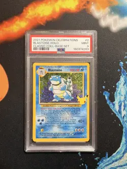 Pokemon TGC Blastoise Celebrations PSA 9 25th Anniversary Holo 2/102 Classic - Image 1
