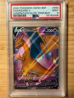 2020 Pokemon Charizard V PSA 9 MINT #050 SWSH Black Star Promo Champions Path - Image 1