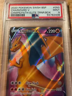 2020 Pokemon Charizard V PSA 9 MINT #050 SWSH Black Star Promo Champions Path - Image 5