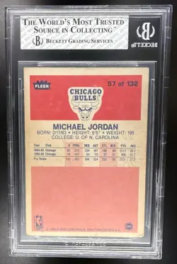 1986 Fleer Michael Jordan RC Rookie Card #57 BGS 2.5 G-VG Bulls HOF - Image 2