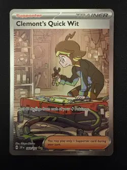 Pokemon Card TCG - Clemonts Quick Wit 243/191 - Surging Sparks - SIR - NM - Image 1