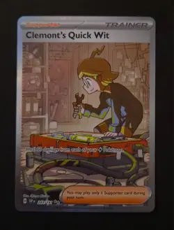Pokemon Card TCG - Clemonts Quick Wit 243/191 - Surging Sparks - SIR - NM+ - Image 1