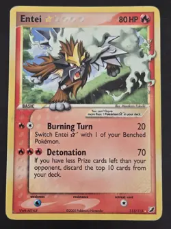 Pokemon Entei Gold Star Card 113/115 EX Unseen Forces Rare - Image 1
