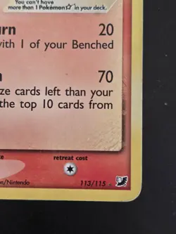 Pokemon Entei Gold Star Card 113/115 EX Unseen Forces Rare - Image 4