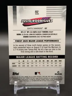 2026 Topps Finest Julio Rodriguez Yellow Refractor /275 #219 Mariners “RARE” - Image 2