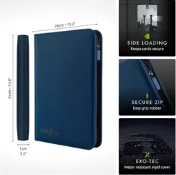 Vault X 9 Pocket Zip Binder 360 Cards Exo-Tec 20 Side-Loading Pages Blue - Image 3