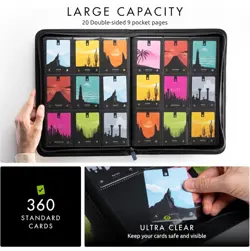 Vault X 9 Pocket Zip Binder 360 Cards Exo-Tec 20 Side-Loading Pages Blue - Image 4