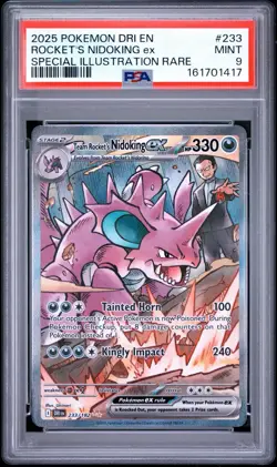 2025 POKEMON DRI SPECIAL ILLUSTRATION RARE #233 TEAM ROCKET'S NIDOKING EX PSA 9 - Image 1