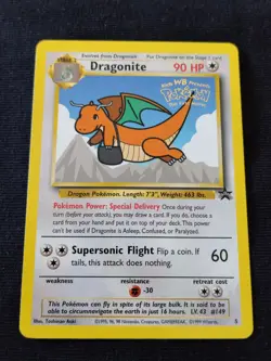 Pokemon Card Dragonite Movie Promo Black Star #5 WB Stamp 1999 Wizards WOTC EX+ - Image 1