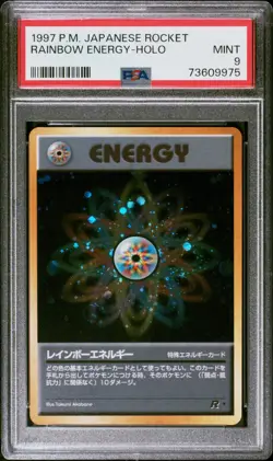 PSA 9 Rainbow Energy Holo Japanese Rocket Rare Pokemon Card - Image 1