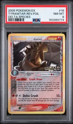 2005 POKEMON EX DELTA SPECIES #16 TYRANITAR-REVERSE FOIL PSA 8 - Image 1