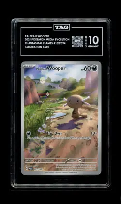 Pokemon 2025 Paldean Wooper 102/094 IR Phantasmal Flames GEM MINT TAG 10 - Image 1