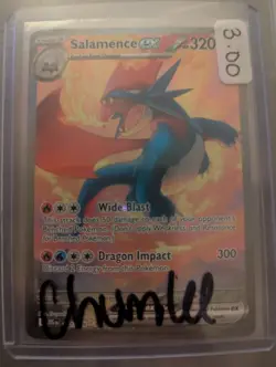 Pokemon TCG Salamence EX Journey Together Holo Chumlee auto on toploader - Image 1