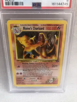 PSA 8 Pokemon Gym Challenge Unlimited Blaine’s Charizard Holo 2/132 Newly Graded - Image 2